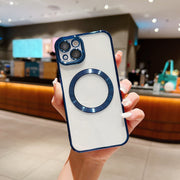 Cover per IPhone protettiva magnetica trasparente con guscio morbido galvanico