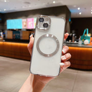 Cover per IPhone protettiva magnetica trasparente con guscio morbido galvanico