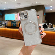 Cover per IPhone protettiva magnetica trasparente con guscio morbido galvanico