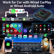 CarlinKit Nuovo Android 13 AIBOX LED Ambient: Wireless CarPlay/Android Auto Adapter, Qualcomm SM 6225,8GB+128GB, Supporto YouTube/Netflix/Disney+/Aggiornamento OTA