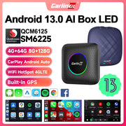CarlinKit Nuovo Android 13 AIBOX LED Ambient: Wireless CarPlay/Android Auto Adapter, Qualcomm SM 6225,8GB+128GB, Supporto YouTube/Netflix/Disney+/Aggiornamento OTA