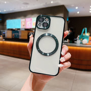 Cover per IPhone protettiva magnetica trasparente con guscio morbido galvanico
